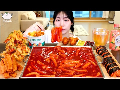 ASMR MUKBANG 신전 떡볶이 양념치킨 김밥 먹방 레시피 FRIED CHICKEN AND
