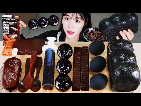 ASMR MUKBANG 블랙 디저트 아이스크림 초콜릿 젤리 먹방 레시피 DESSERT ICE CREAM