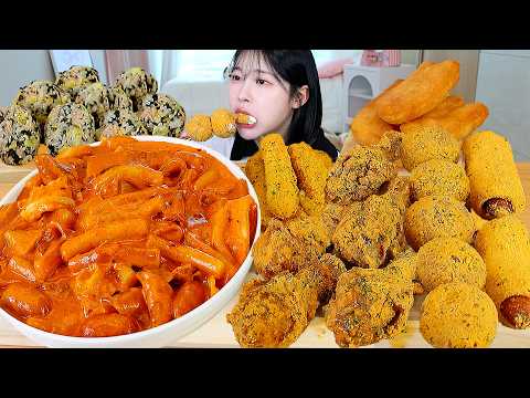 ASMR MUKBANG 직접 만든 마라 로제 떡볶이 뿌링클 양념치킨 뿌링치즈볼 먹방 레시피 FRIED