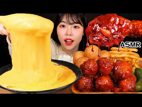 ASMR MUKBANG 직접 만든 치즈퐁듀 양념치킨 먹방 레시피 파김치도 FRIED CHICKEN AND