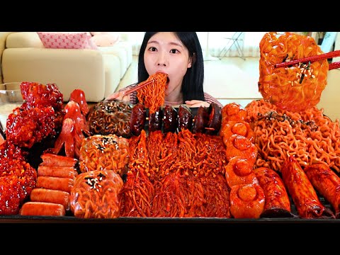ASMR MUKBANG 직접 만든 불닭 버섯 불닭쌈 양념치킨 소세지 먹방 레시피 SPICY
