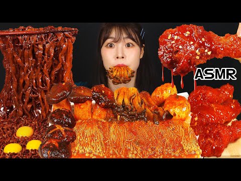 ASMR MUKBANG 직접 만든 버섯 양념치킨 먹방 짜짜로니 레시피 BLACK BEAN NOODLES