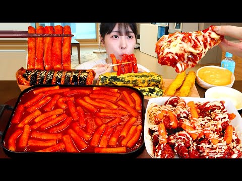 ASMR MUKBANG 신불 떡볶이 양념치킨 김밥 먹방 레시피 FRIED CHICKEN AND