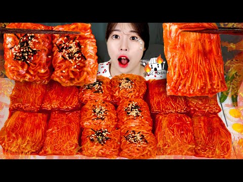 ASMR MUKBANG 직접 만든 불닭쌈 불닭볶음면 불닭 버섯 먹방 레시피 FRIED MUSHROOM