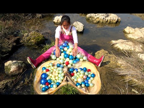 There are too many pearls almost bursting the belly of the