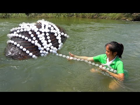 The clam was covered in pearls and the beauty was dazzled