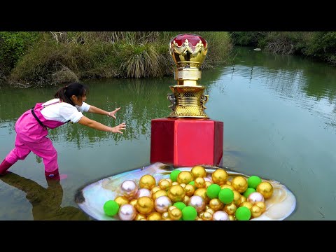 The river is full of treasures and the beautiful woman has