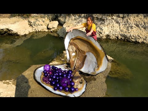 There are a lot of river clams and pearls here one on top