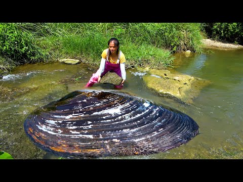 The beautiful woman opened the big stone and indeed there