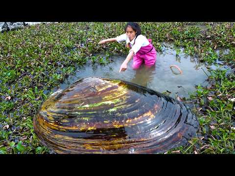 The river keeps bubbling it turns out to be a big pearl clam