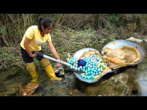 The pearls are large and numerous and the beautiful woman