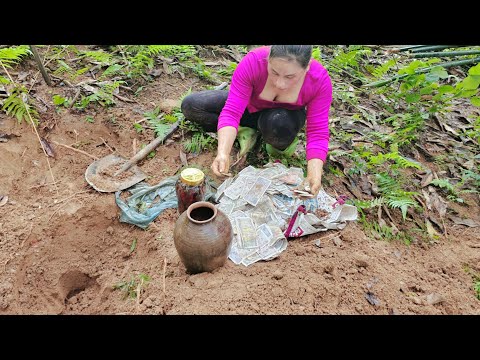 The girl went to dig the foundation for a chicken coop and
