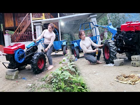 The girl replaced MVN to restore the tractor repair girl