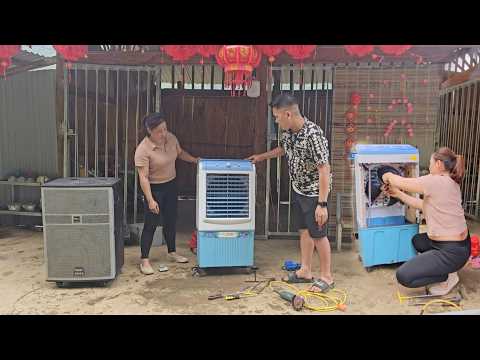 The girl repaired the fan and speaker for the young man in