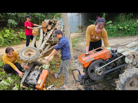 Genius girl Repairs diesel agricultural machinery After