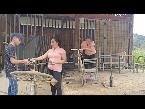 The girl s skills in repairing and restoring old bicycles