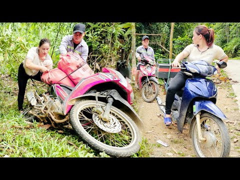 The girl went to rescue a guy who had a broken motorbike on
