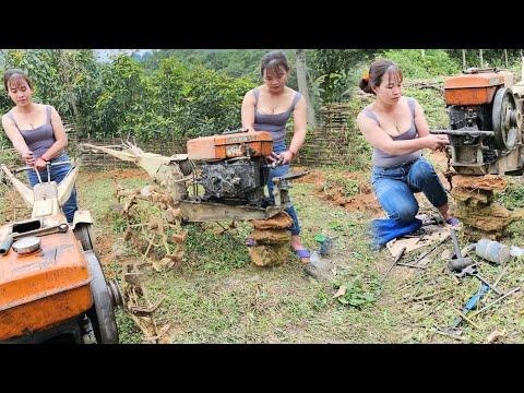 Repair broken tractor maintain diesel engine blacksmith girl