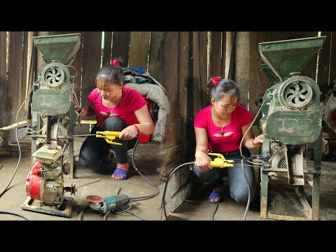 The genius girl restores the rice drying machine diesel
