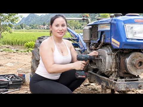 Timelapse Beautiful young woman repairing a broken down
