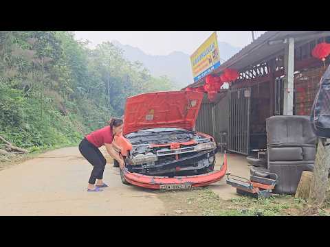 Restore the old abandoned car and replace the punctured tire