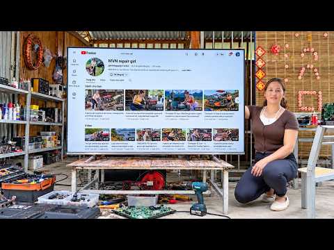 Genius girl repairs Building a DIY repair workbench