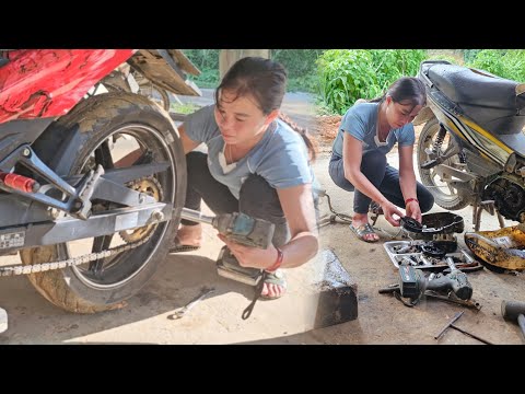 Traffic Rescue Girl Fixing broken motorbikes on the road