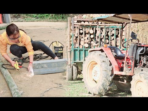 The girl went to weld the house frame for the neighbors