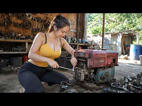 A beautiful young woman personally repairs and restores an