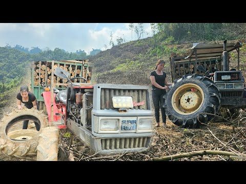 The genius girl went to repair damaged cars and tractors