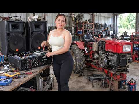A genius girl restores a tractor and a speaker amplifier