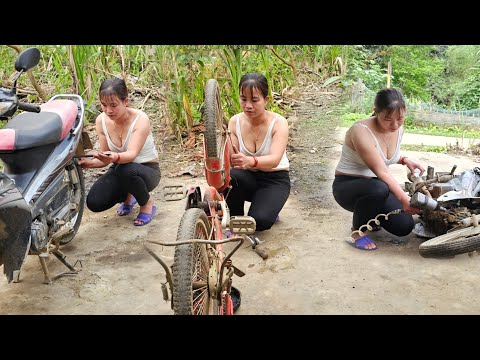 Genius girl restores motorbikes maintain diesel engine