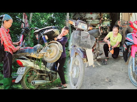 The girl specializes in repairing badly damaged motorbikes
