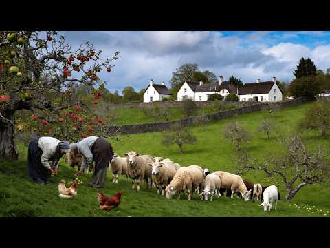 Peaceful Countryside Life Harvesting Fresh Fruits Simple