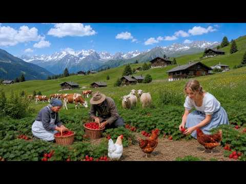 Peaceful Swiss Country Life Harvesting Fresh Fruits