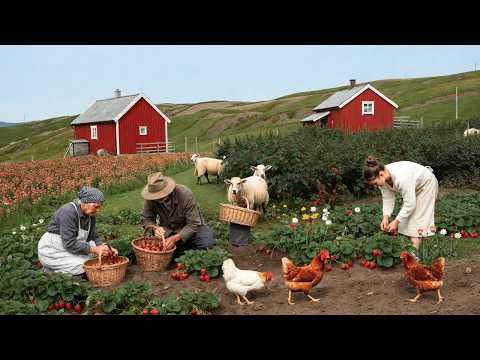 Peaceful Rural Life in Norway Raising livestock Harvesting