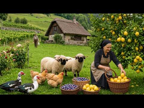 Peaceful Rural Life Harvesting Fruits and Vegetables Daily