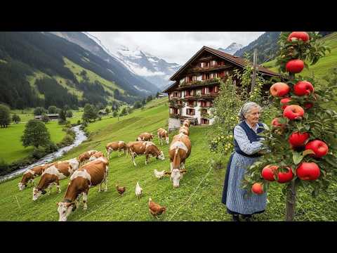 Beautiful Countryside Farm Harvesting Fruit and Caring for