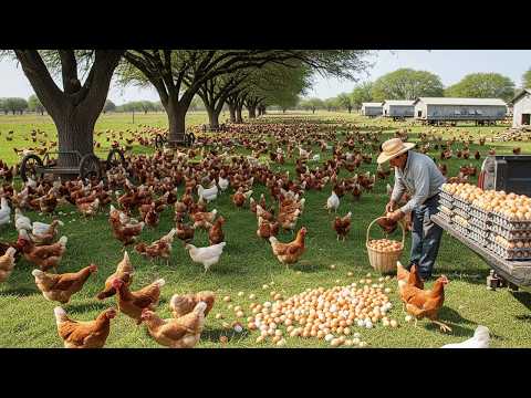 Poultry Farm in a Beautiful Countryside Egg Harvesting and