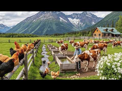 Poultry Farming Harvesting Eggs in Fields and Farms