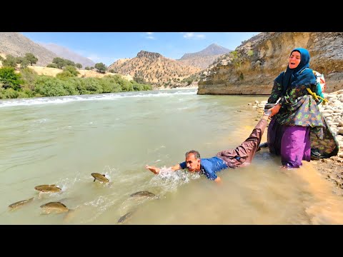 A nomadic couple going fishing and causing a commotion