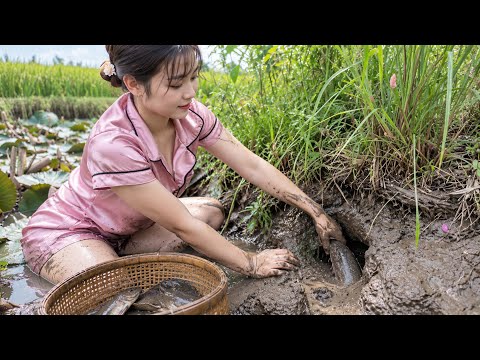 Cận Cảnh Gái Quê Bắt Cá Bất Ngờ Tay Rung Rung Khi Thử Thọt