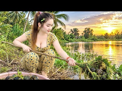 ĐÃ ĐỜI Vớt Ốc Bươu Bằng Vợt Tự Chế Bắt Cá Lai Rai Miền Tây