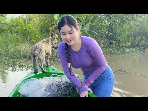 LẶN SÂU Bắt Cá Dưới Ruộng Ngập Nước Khi Đang Chài Lưới Trúc