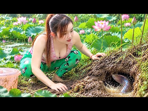 CẬN CẢNH Cá Lớn Ra Vào Trước Miệng Hang Ngập Nước LŨ Đầy Bí