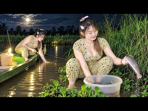Giăng Câu Mùa LŨ Mồi Trùn Quắn Săn Bầy Cá Trê Chạy Băng