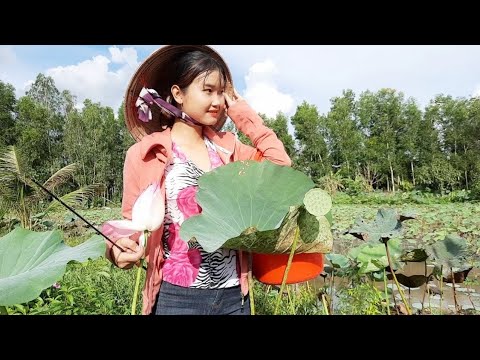 Thôn Nữ Cùng Mẹ Lang Thang Câu Cá Tìm Thức Ăn Khu Đồng
