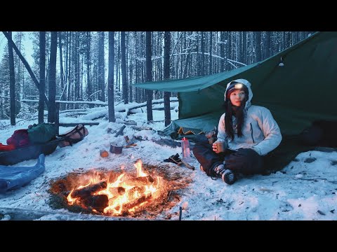 Solo Winter Camping Sleeping In A Tarp Shelter