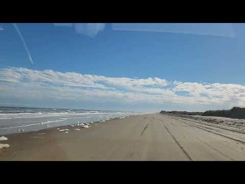 Driving Tesla on the beach Texas Jan 11 2025