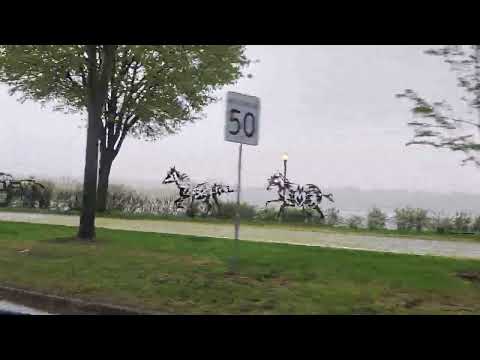 Eight horses in motion sculptures on St Lawrence River May
